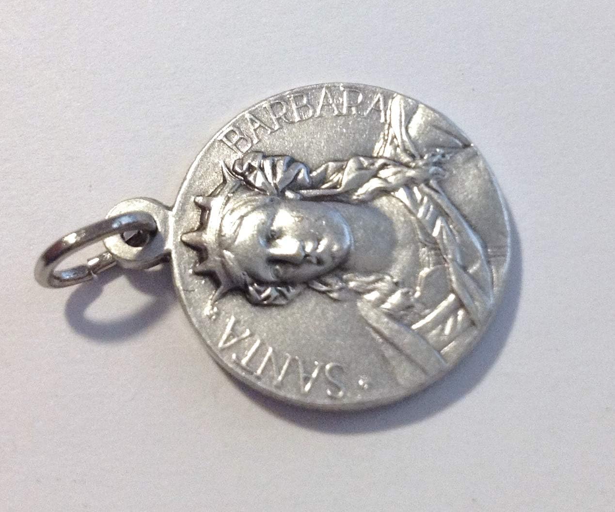 I G J Saint Barbara Silver Tone Medal - Patroness of Firefighters - Made in Italy - Image 5