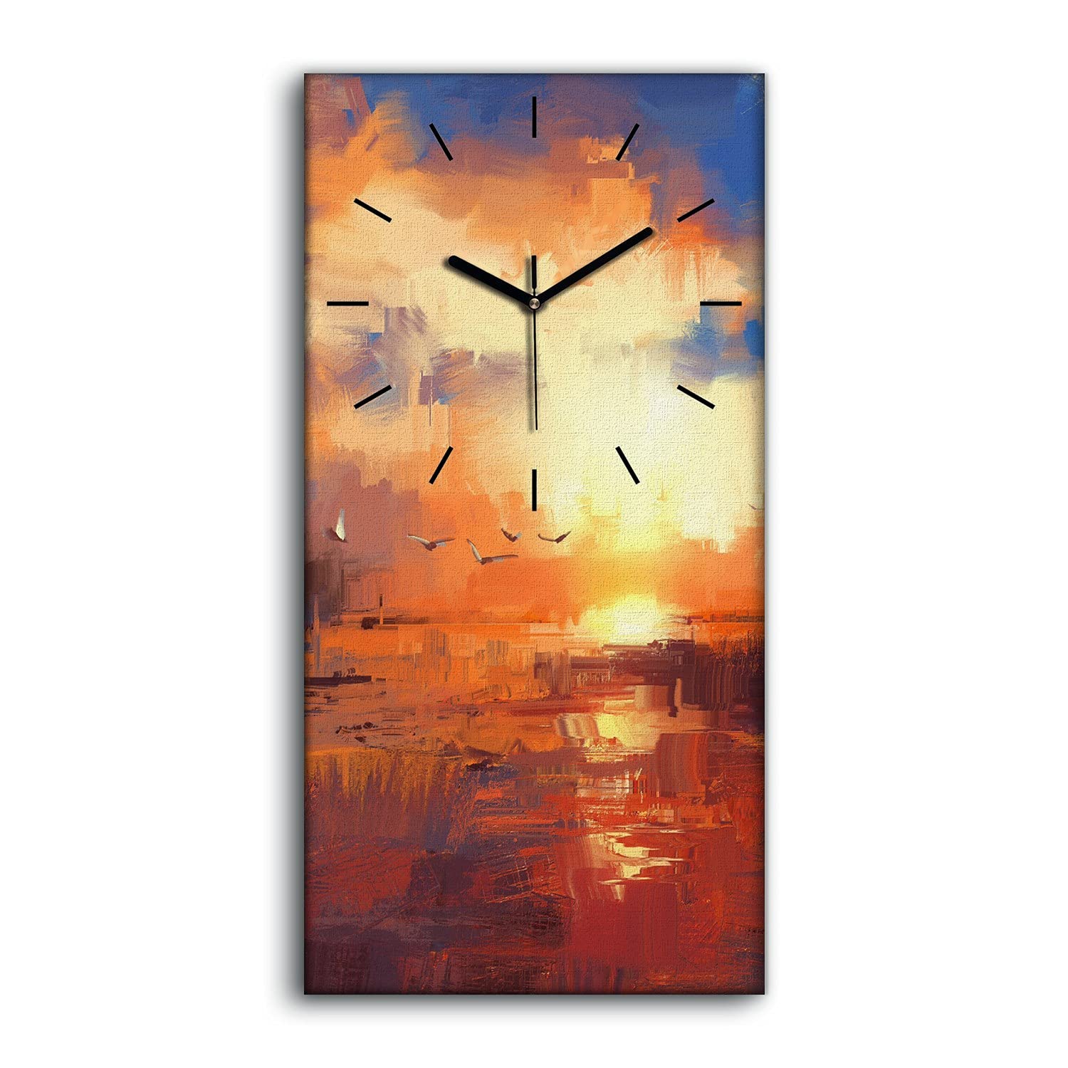 Horloge sur Toile Coloray sans Tic Tac Décoration Moderne Oiseaux et Sky