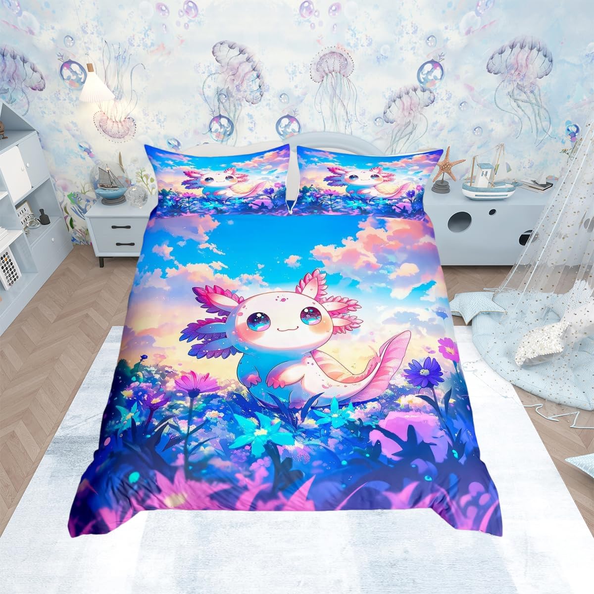 Parure de lit enfant animaux avec housse de couette zippée