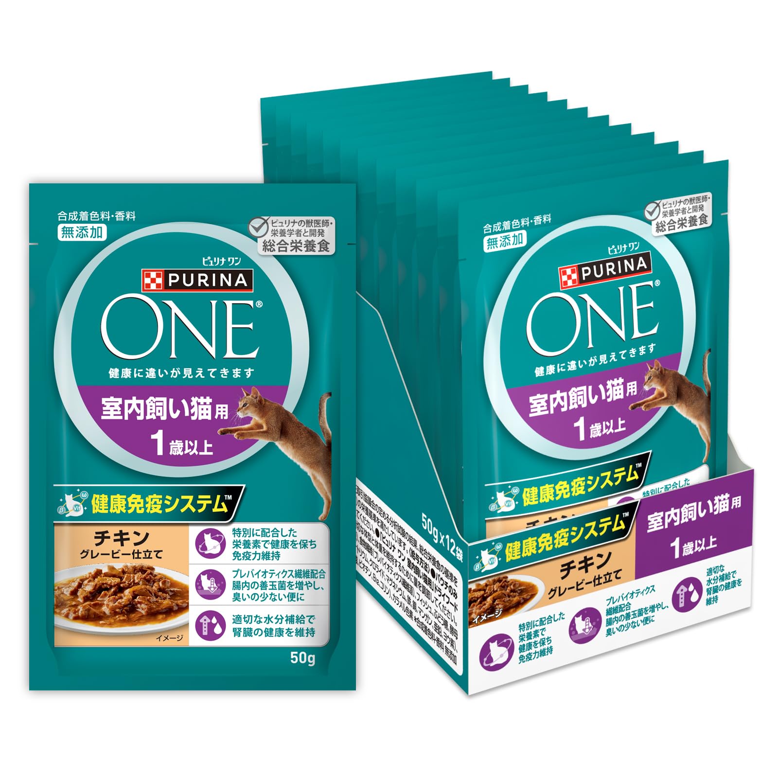 Amazon.co.jp: ピュリナワン キャットフード パウチ 室内飼い猫用 1歳