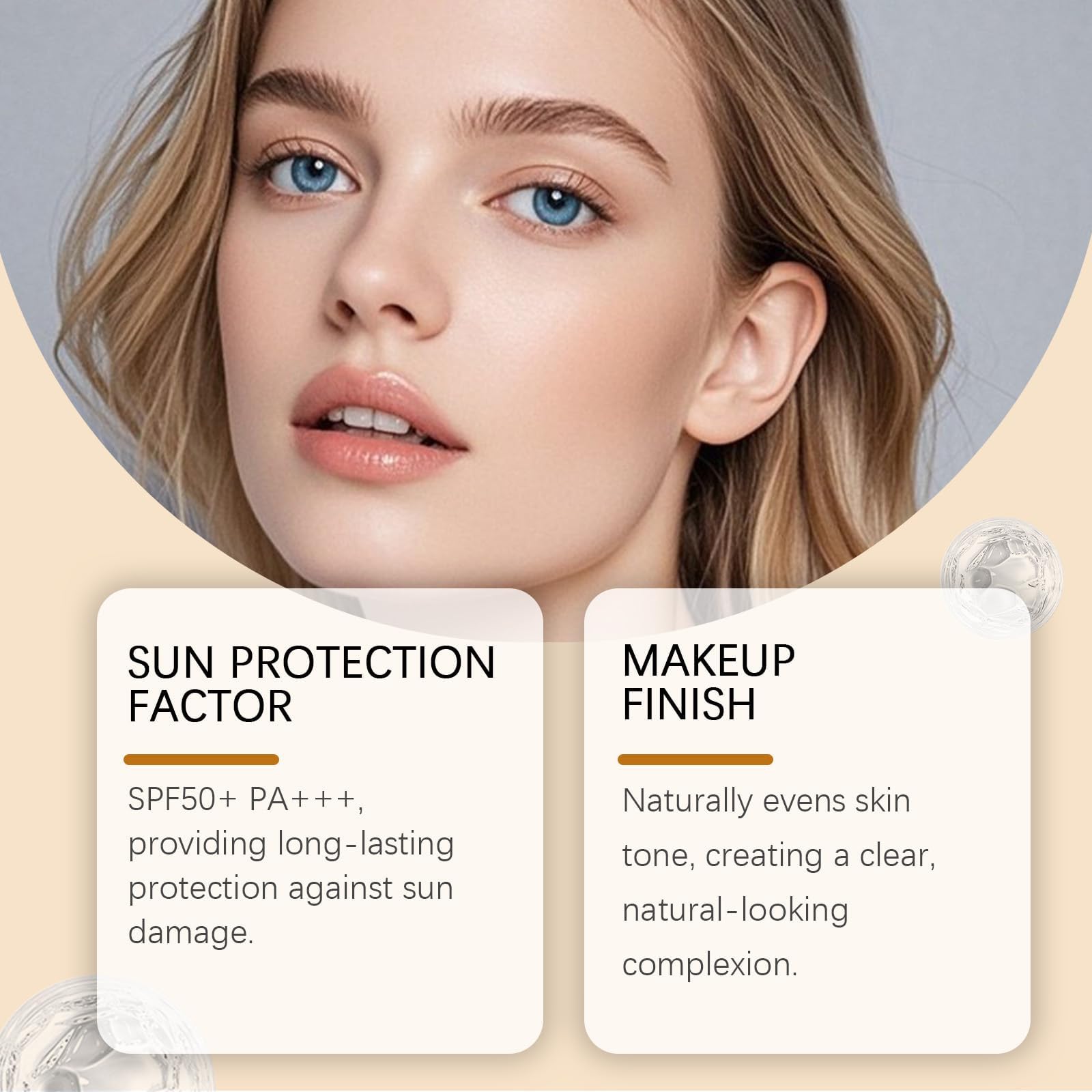 Getönte Sonnencreme fürs Gesicht, universelle getönte Feuchtigkeitscreme, feuchtigkeitsspendende, nicht fettende Sonnencreme mit Breitbandschutz, natürliches Finish (5pcs)