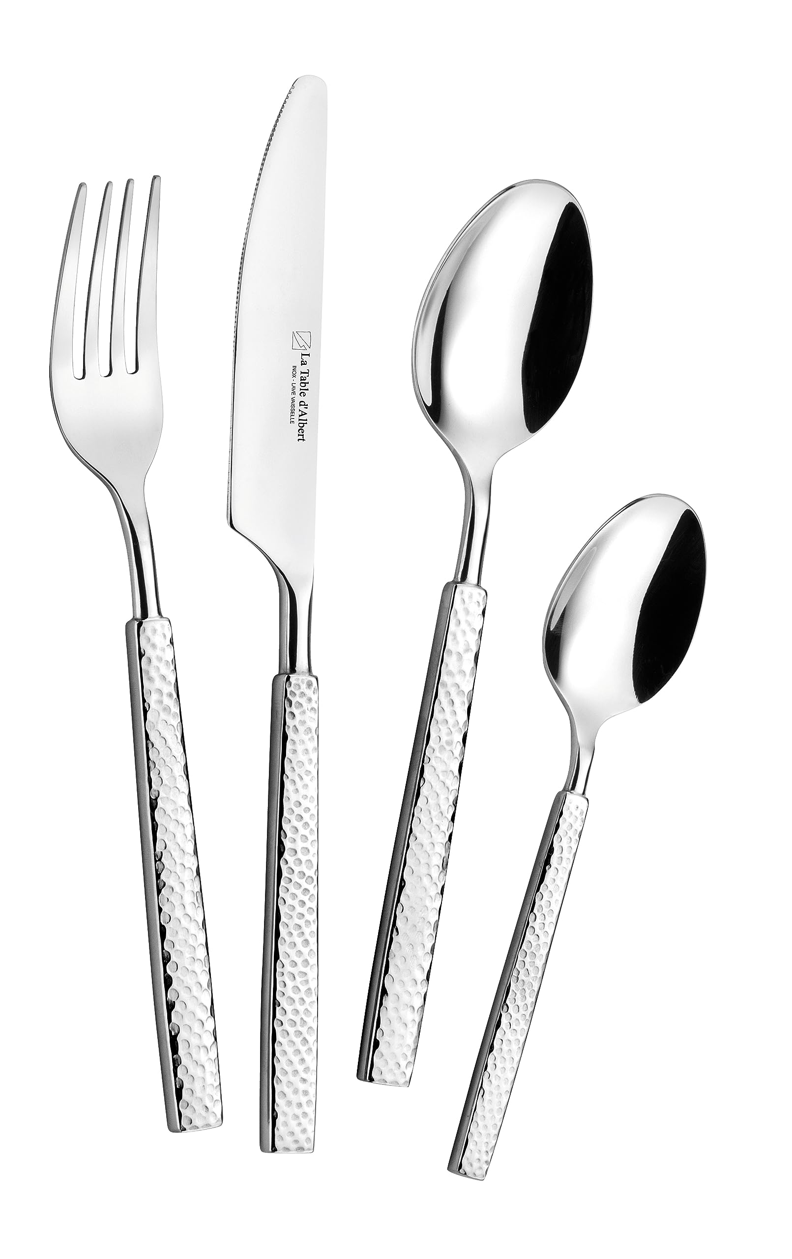 Albert de Thiers - Ménagère Alice, 24 Couverts - 6 Couteaux de Table + 6 Fourchettes + 6 Cuillères à Soupe + 6 Cuillères à Café - Lames et Manches Forgés en Acier Inoxydable - Boîte Couleur