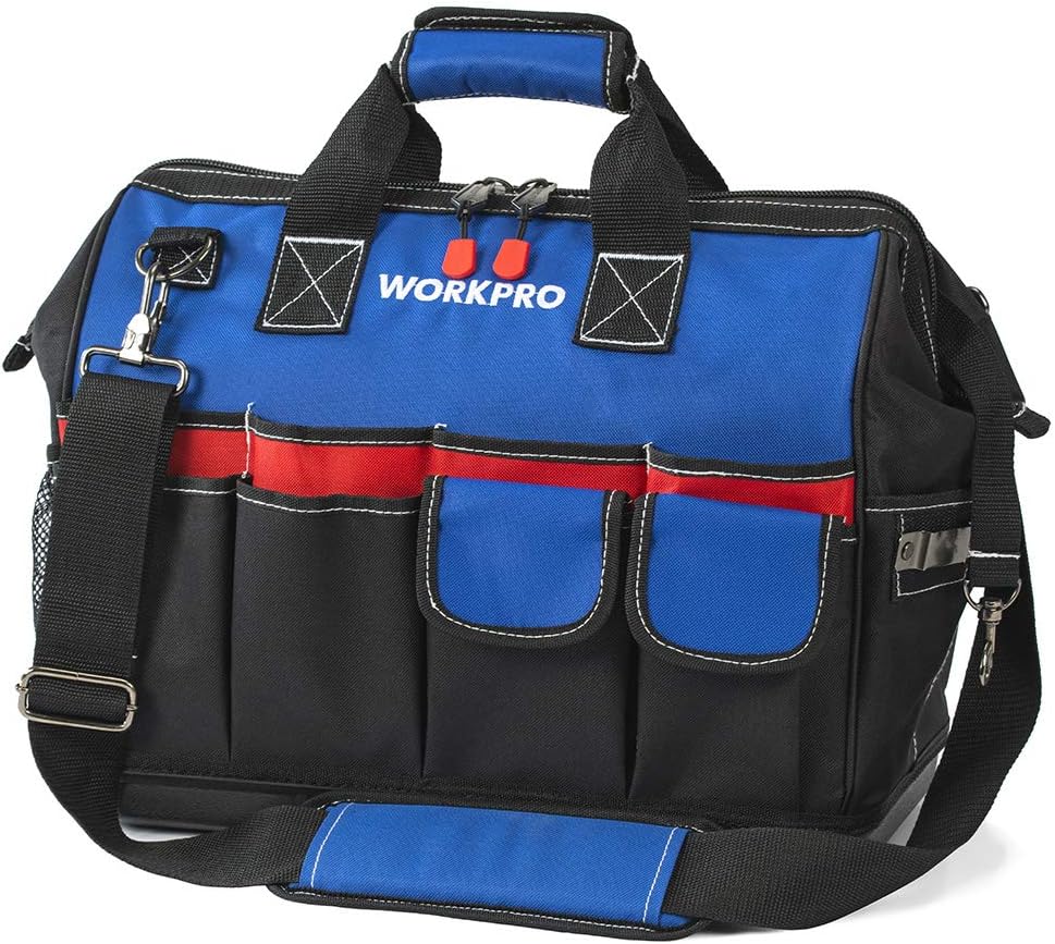 Amazon.com: WORKPRO 18-inch Tool Bag Close Top Wide Mouth Storage with ...