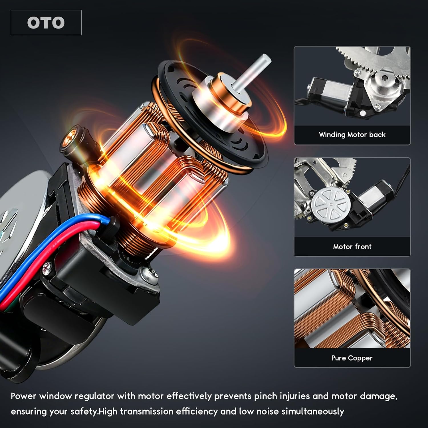 OTO-K Front Driver Side Window Regulator w/Motor Compatible with Chevy GMC-Silverado Suburban Blazer Tahoe Yukon C1500 C2500 C3500 K1500 K2500 K3500,741-655