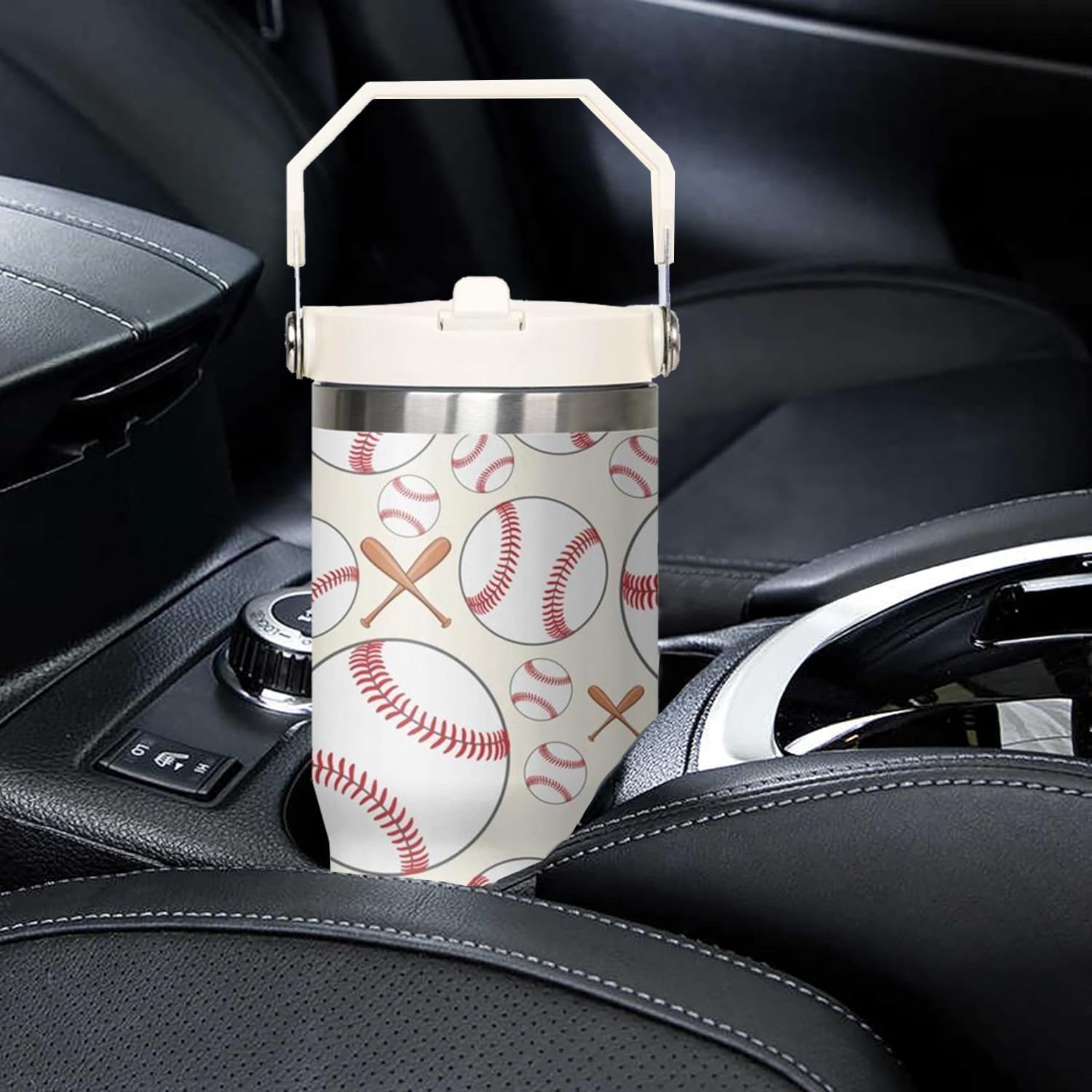 30 oz Baseball Coffee Mug Cup Vacuum Insulated Travel Tumbler with Handle Lid and Straw,Baseball Coach Gifts,Baseball Accessories Stuff - Image 7