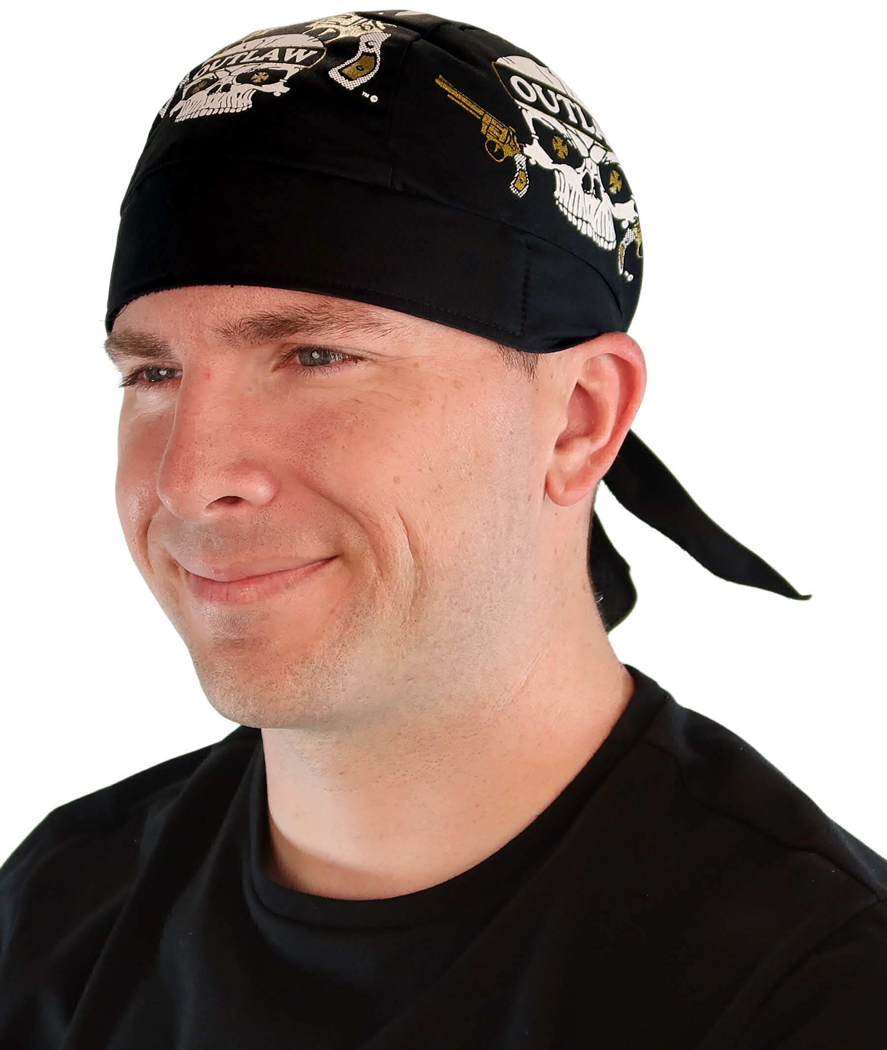 Sparkling EARTHSkull Cap Biker Caps Headwraps Doo Rags - Outlaw with Skull