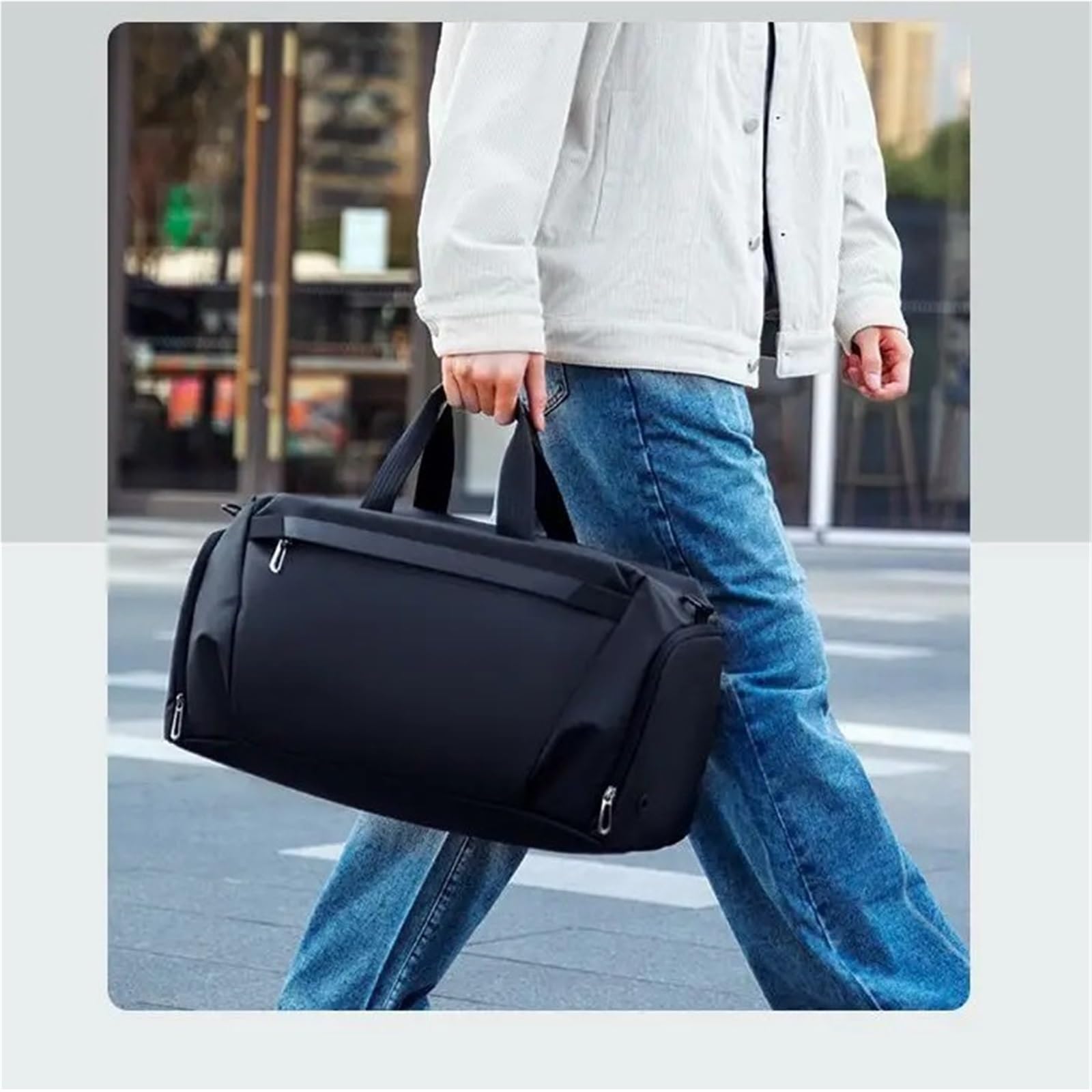 Bolsa Deporte Bolsa Deportiva de Alta Capacidad for Fitness, Bolso de Viaje con un Hombro Cruzado, Bolso de Equipaje(Black)