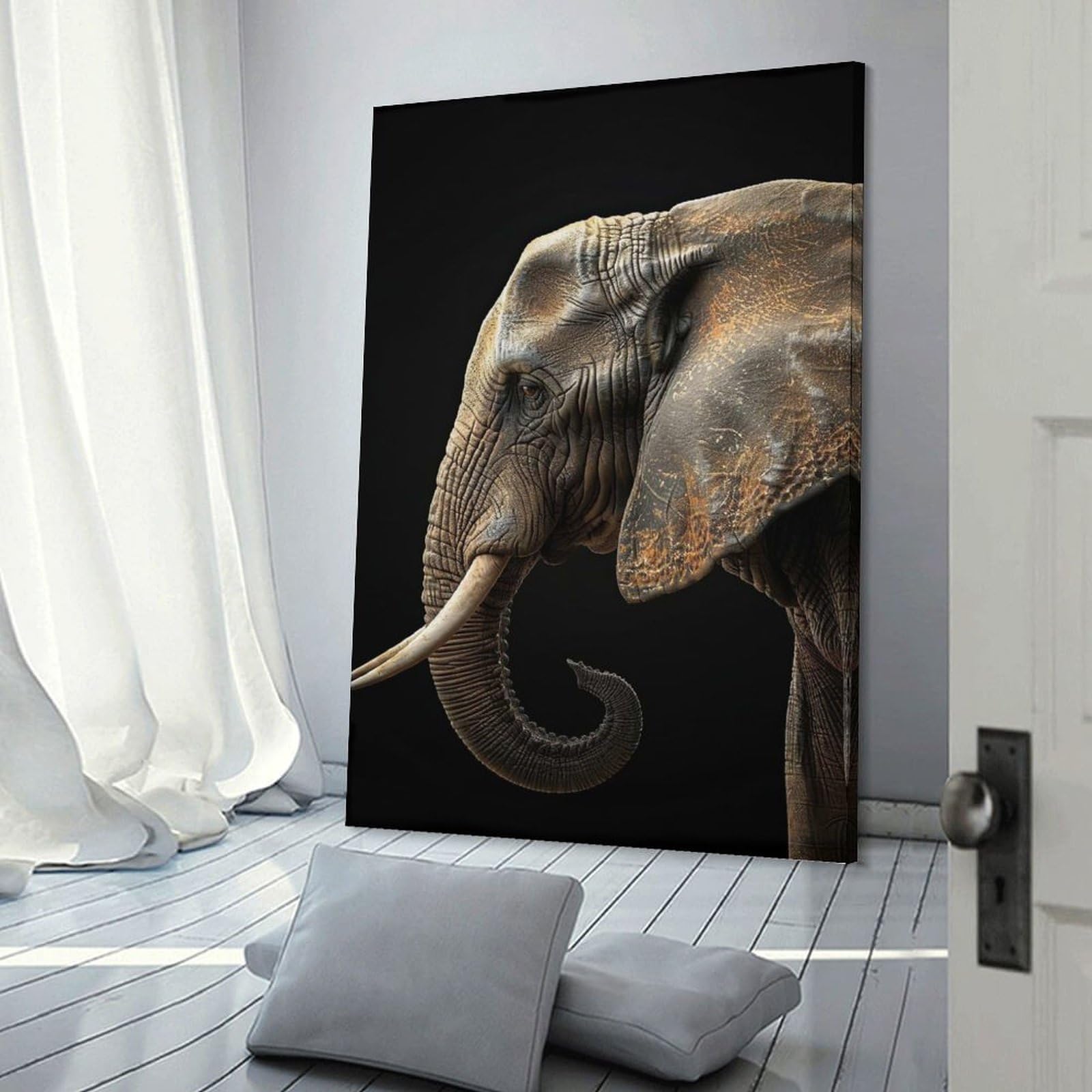 Junmoney Elephant Canvas Wall Decor, 12x18inch(30x45cm), for Gallery Wall Decor And Room Displays, Wall Decor Suited to Curated Displays