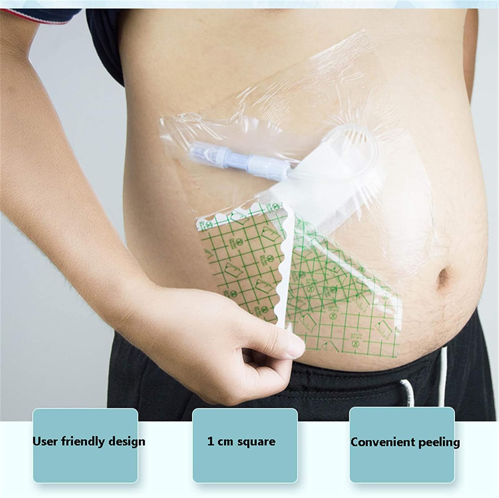 CUSMA Sac De Bain en Film Imperméable Abdominal, Bouclier De Douche Jetable Imperméable Péritonéal, Barrière d'eau De Cathéter pour Les Patients en Dialyse Péritonéale - 50Pcs
