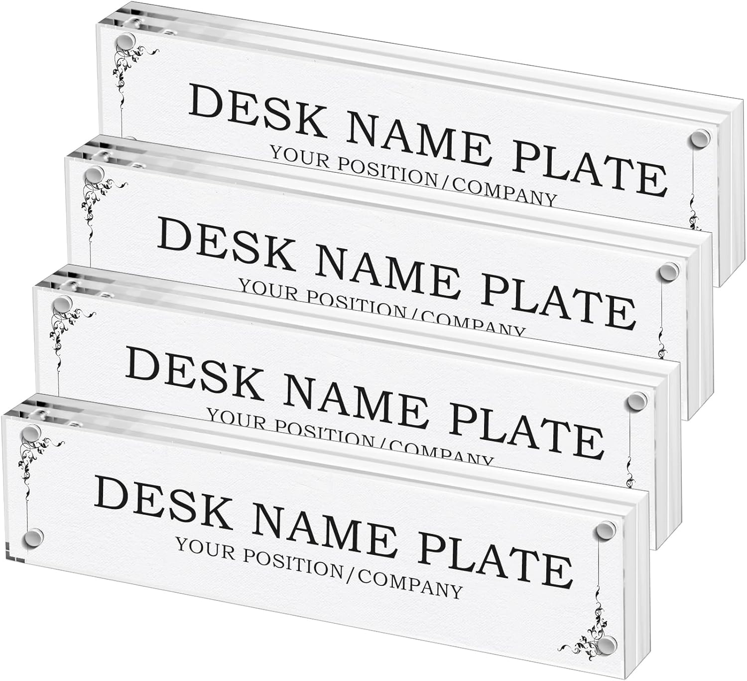 Geetery 4 Pcs Acrylic Office Desk Name Plate Personalized Clear Acrylic Block