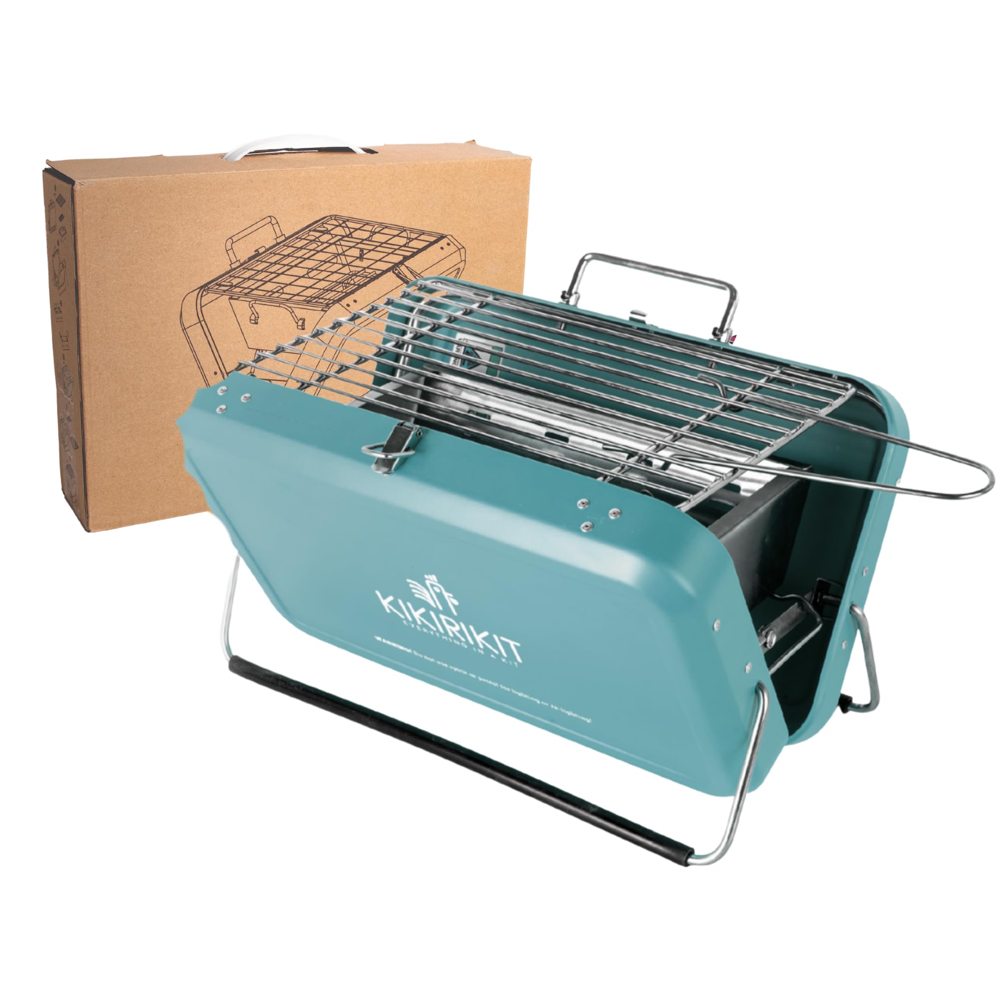 KIKIRIKIT Holzkohlegrill, tragbar, aus Edelstahl, Picknickgrill, einfach zu tragen und zu verwenden, originelles Geschenk - Geschenke für Eltern - (Türkisch)