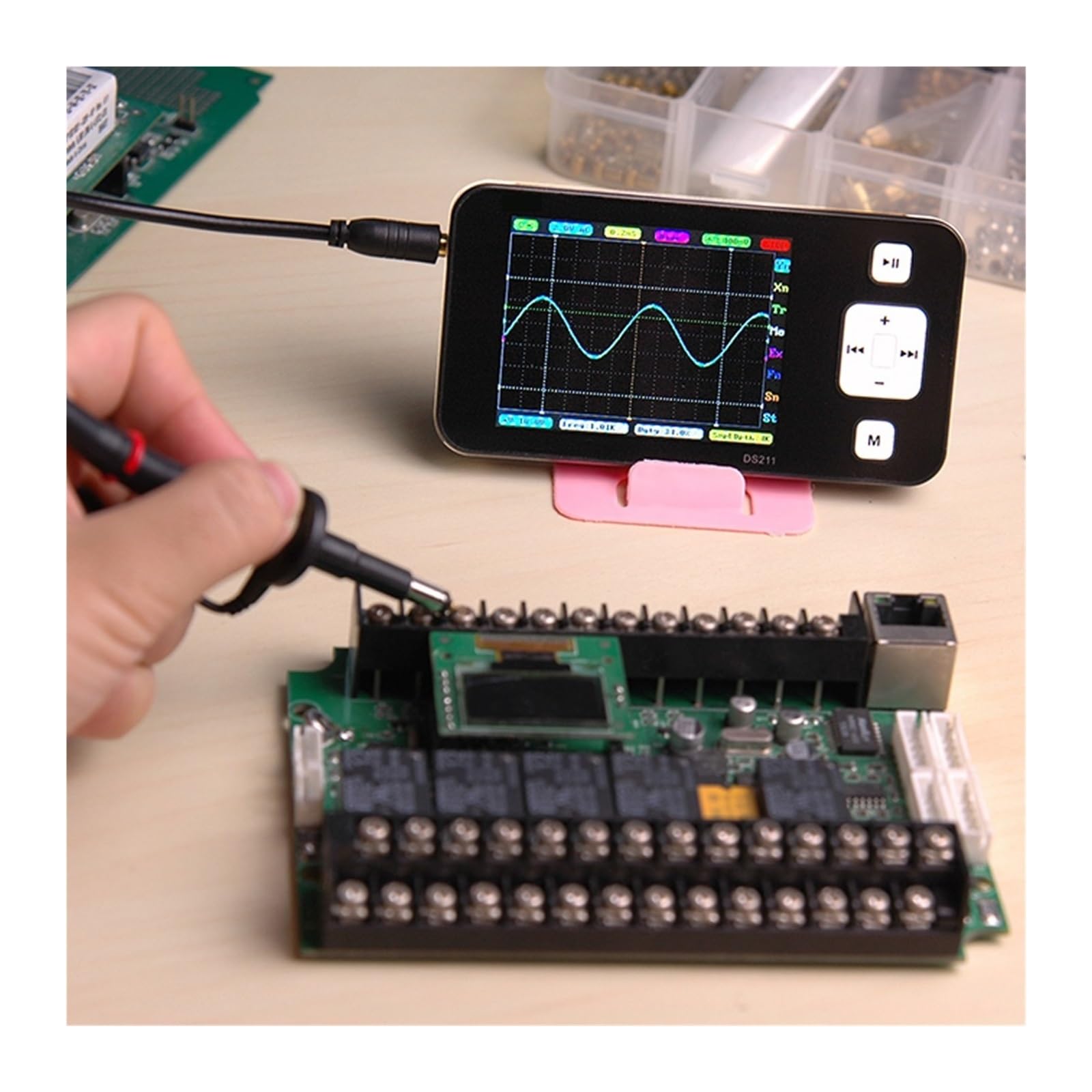Oscilloscopio, Apparecchiature elettroniche di ispezione e manutenzione con display a LED MINI DS211 oscilloscopio digitale professionale(Package 1)