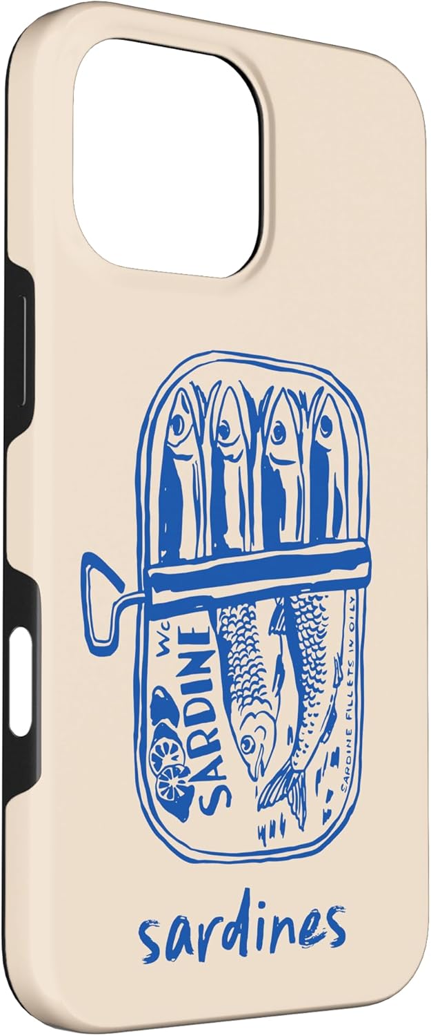 Retro European Summer Sardines Fish Vintage Case for iPhone 16 Pro Max