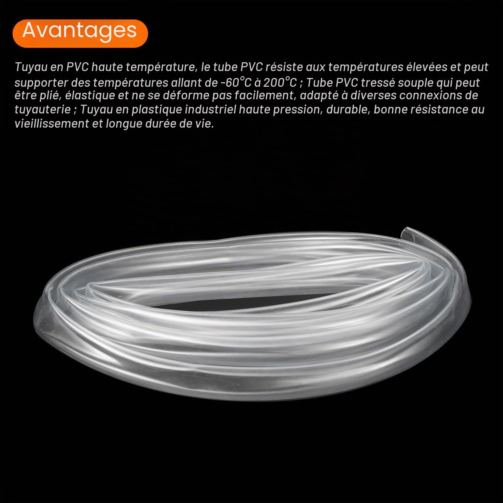 sourcing map Tuyau d'arrosage flexible en PVC transparent de 19 mm x 22 mm de diamètre extérieur de 19 mm x 22 mm pour tubes industriels, aquariums, 3 m