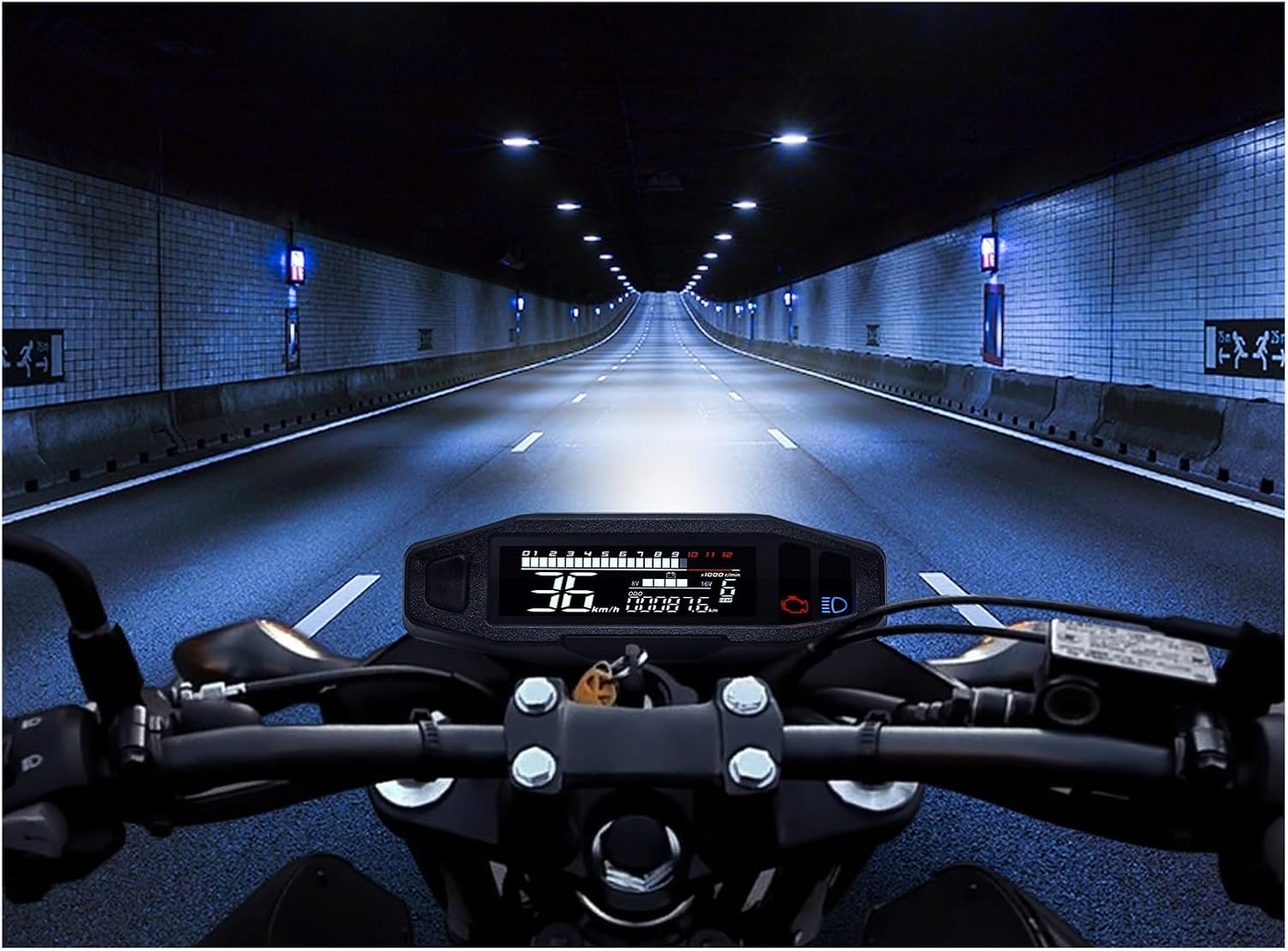 Odometer Digital Tachometer Motorcycle Universal Motorcycle Meter Speedometer Digital Dashboard 12000RPM Gauge Tachometer Panel Motor Odometer Display Y Bracket