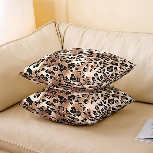 Miniatura 3 de jejeloiu Funda de cojín de leopardo amarillo de 18 x 18 pulgadas, 1 funda de almohada decorativa con estampado de animales para sofá, estampado de