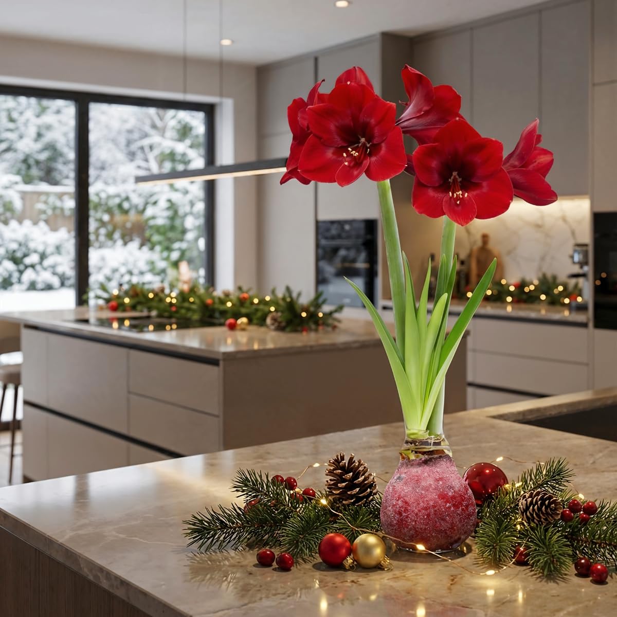 Bulbi di Amaryllis Cera Glitter Rosso