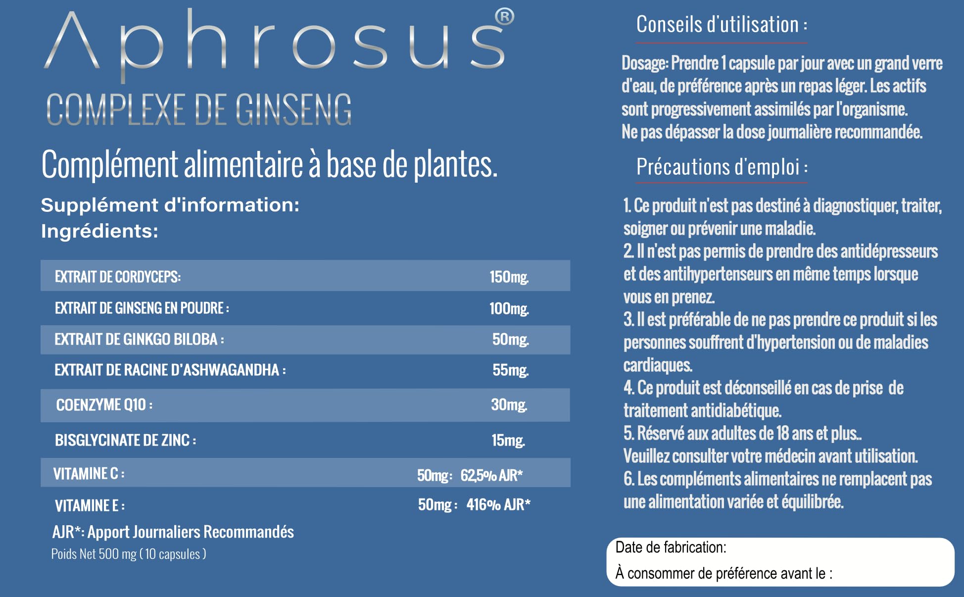 Complément alimentaire à base de ginseng, reishi et zinc - 12 gélules (Pack3)
