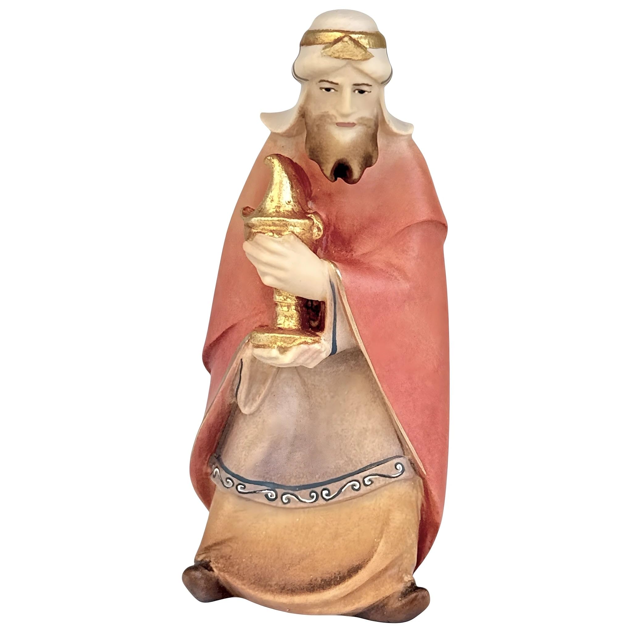 Wood Carved Melchior White King Figurine by Dolfi
