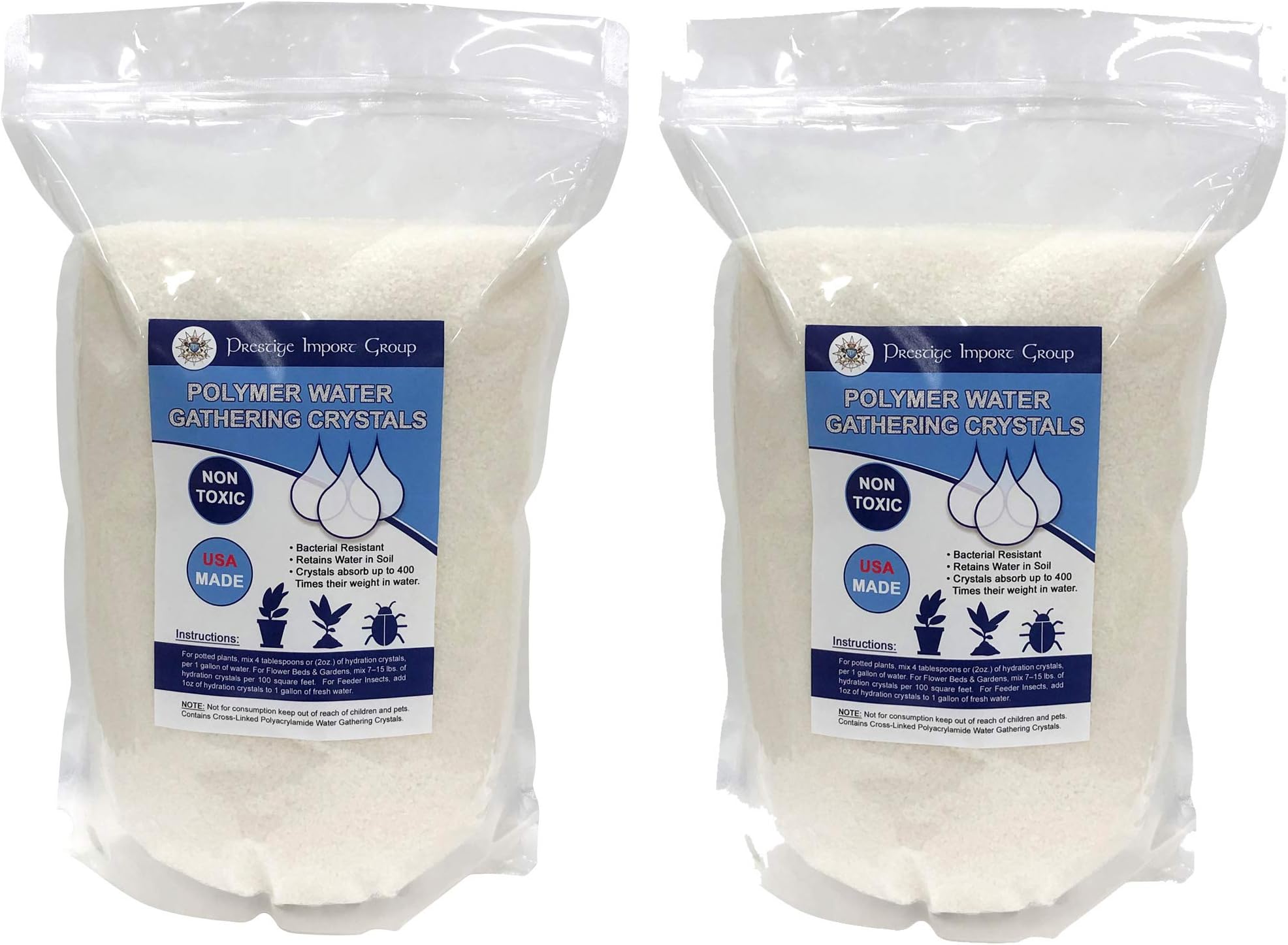 Prestige Import Group Water Gathering Polymer Crystals - Superabsorbent Cross-Linked Polyacrylamide Helps Store Water & Nutrients - 10 lbs