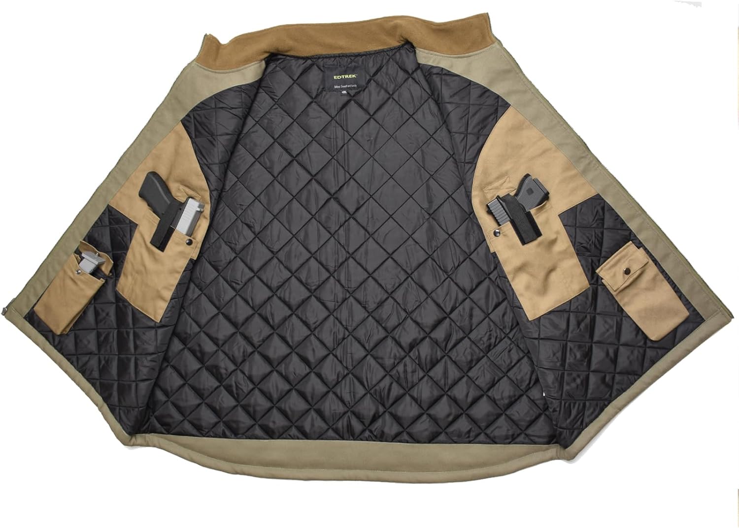 EDTREK Men's Concealed Carry Vest With Two Holster Inside - Urban Gun Vest With Zipped Chest Pocket - Image 2