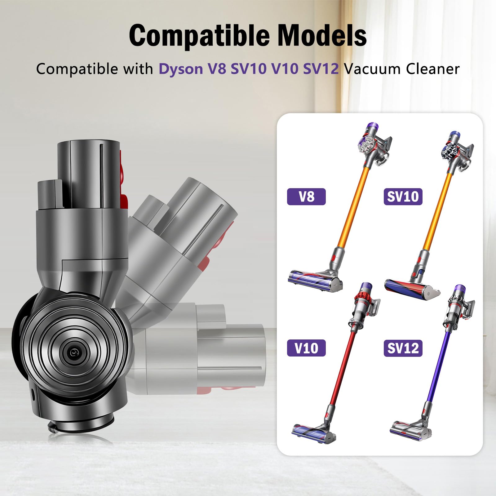 50W Testina Spazzola a Guida Diretta per Dyson V8 SV10 V10 SV12 Aspirapolvere, Pezzo di Ricambio per Accessori Aspirapolvere a Guida Diretta