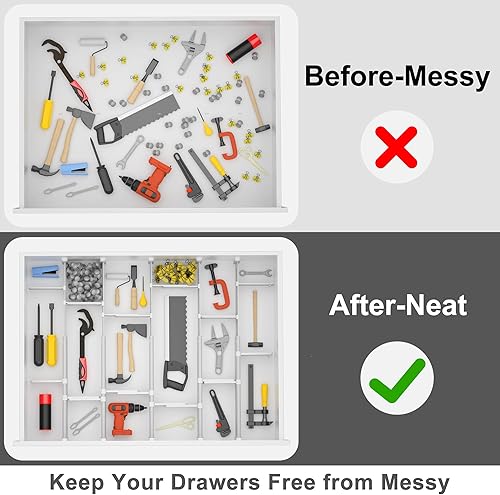 Miniatura 7 de HiYZ Separadores de cajones expandibles con insertos Organizadores de cajones ajustables para cocina, dormitorio, tocador, oficina, 12 separadores