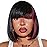 ToyoTress Peek-a-boo Color Bob Wigs With Bangs - 14 Inch BLunt Cut Bob Wig For Black Women Black Mix Burgundy Light Yaki Straight Daily Costume Wig Synthetic Wigs Heat Resistant (14 Inch, SH-Burg)