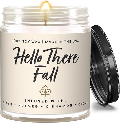 Wax & Wit Hello Fall Velas perfumadas para el hogar – Nuez moscada, Clavo, Canela, Sidra – Regalos perfectos de decoración del hogar para otoño,