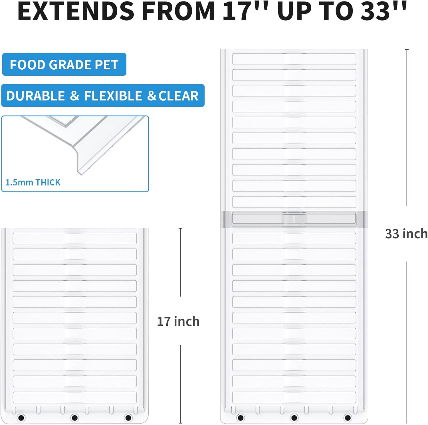 Air Vent Extender for Under Furniture, Vent Redirector, Vent Deflector for Floor Register 10" and 12" Wide, Extends from 17"-33" Long (1PCS) - Image 3