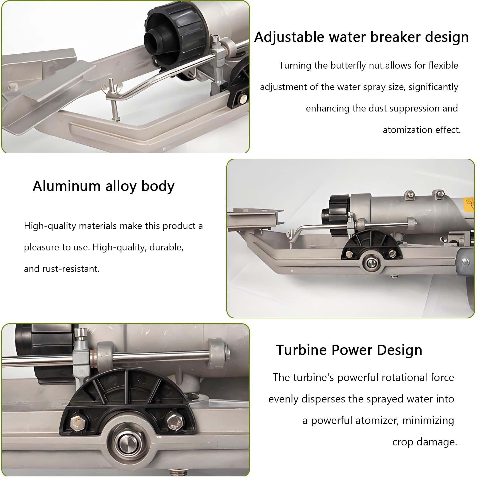 Aspersor de riego agrícola, aspersor automático de 2", cañón de lluvia potente, rotación lenta de 360° con juego de 5 boquillas de repuesto, para eliminación de polvo industrial y riego agrícola.