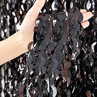 Vista 1 de 3 Pack New Years Decorations Wavy Black Tinsel Foil Fringe Curtains Party Backdrop 3.3 x 6.6 ft Streamer Backdrop Tinsel Curtains for Birthday, Pure