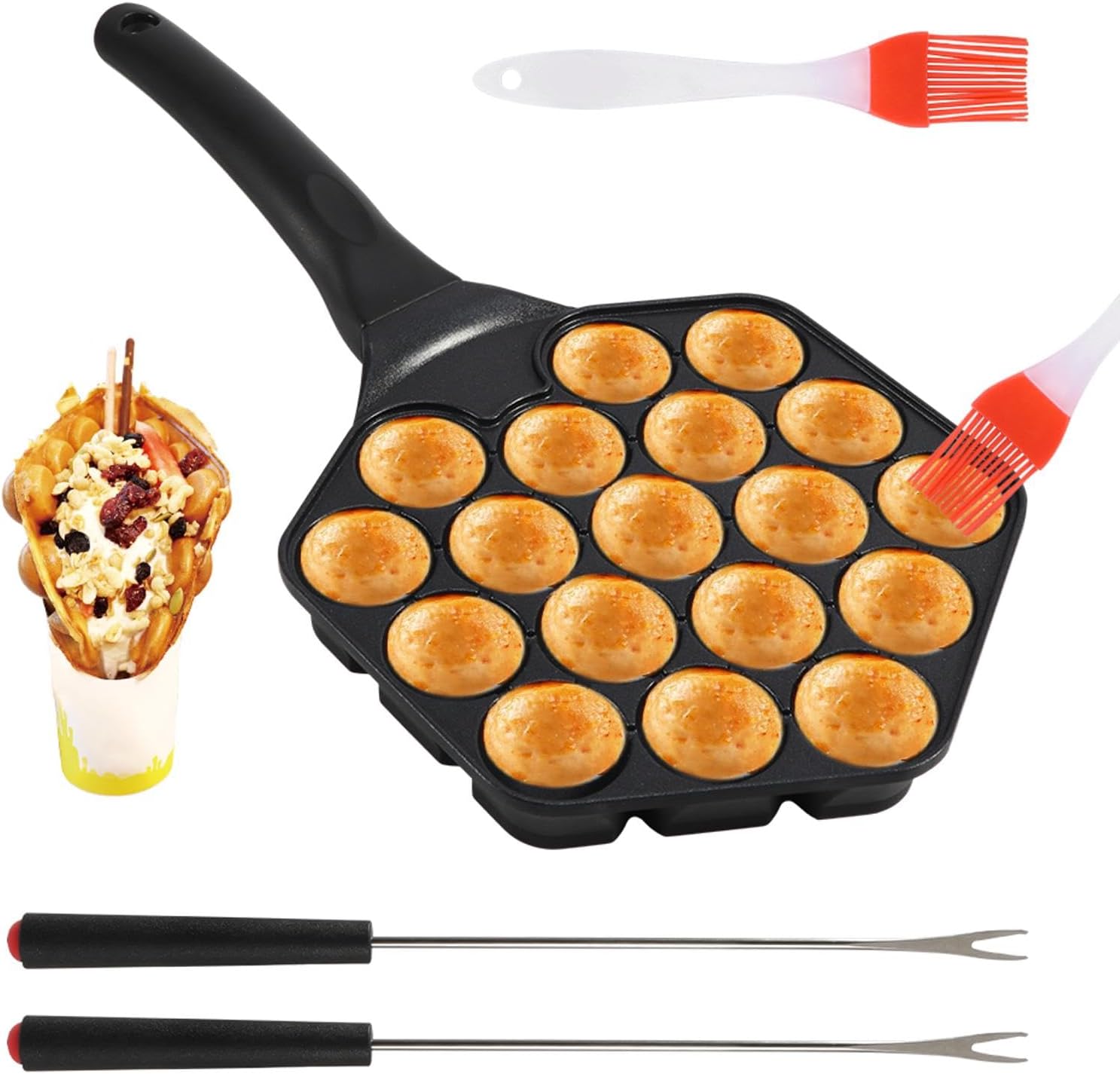 Octopus Balletjes Maker Koekenpan, 14 Gaten, Takoyaki-pan, Antiaanbaklaag, Gietijzeren Octopus Gehaktballen Vormmaker Met Afneembare Handgreep Voor Het Bakken Van Pannenkoeken Thuis Traditionele Japanse Pan