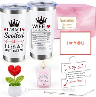 Wife Gifts From Husband, Cool Gifts for Wife Wedding Anniversary Valentines Birthday Wife Gifts Ideas Mothers Day Gifts for Wife Women - I Love You Gifts for Her - 20 Oz Wife Tumbler Acrylic Set