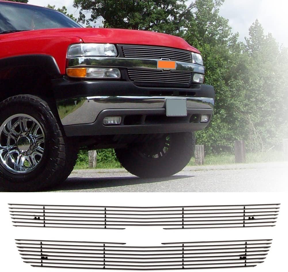 Front Chrome Billet Grille Fits Chevy Silverado 2500 HD2001-2002 Main Upper Grill Insert Combo (Chevy Silverado 2500 HD 2001-2002)