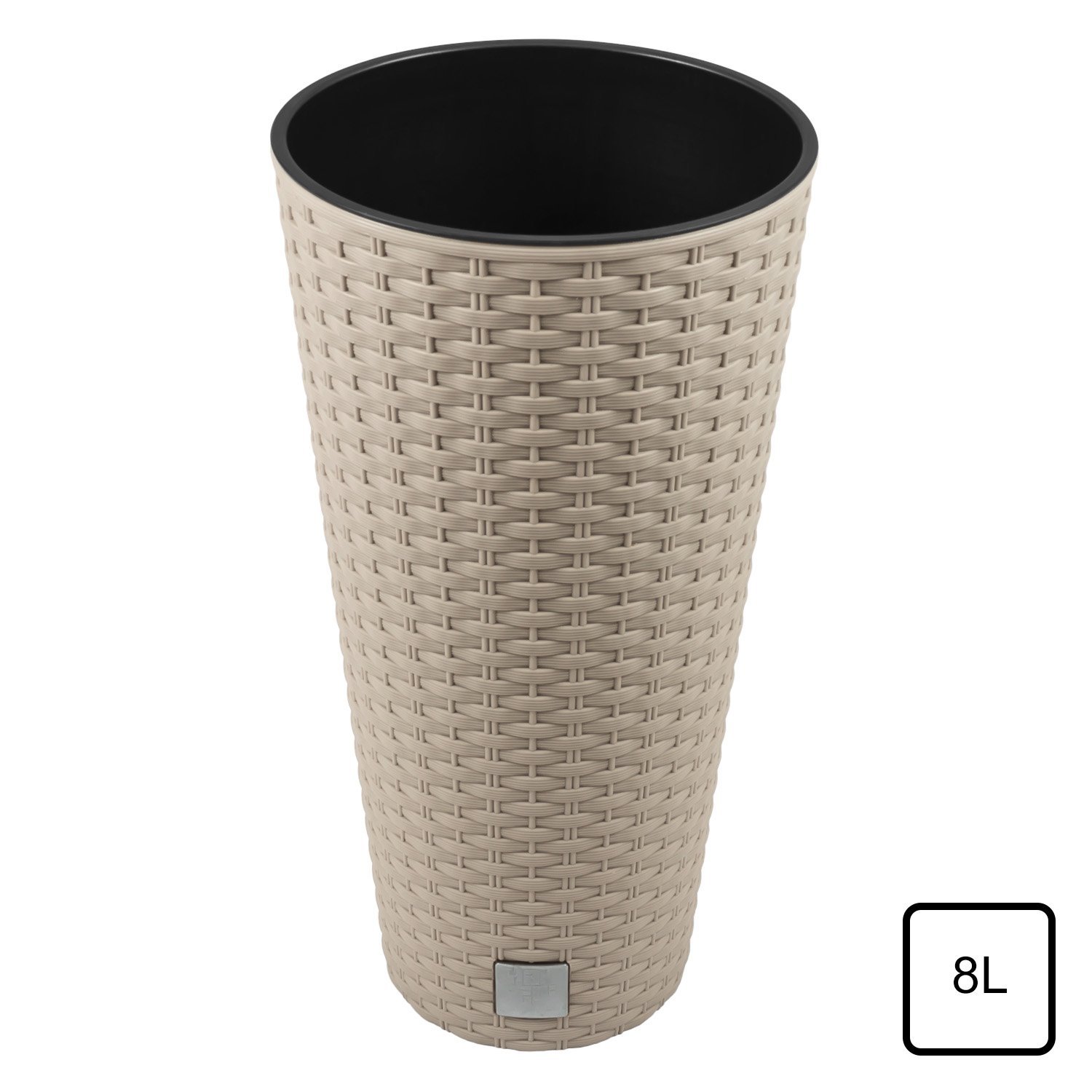 RATO Tubus Blumentopf, 8 Liter, Anthrazit – Rattan-Optik, Wetterfest, Mit Pflanzeinsatz