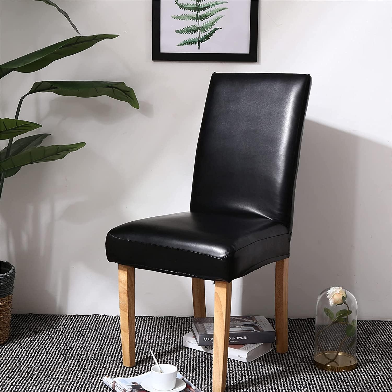 FXBZA Waterproof Dining Chair Covers Stretch Chair Slipcovers Removable Washable Dining Chair Protector Slipcovers Cover for Dining Room Kitchen Hotel Wedding (Color : Black, Size : Set of 2)