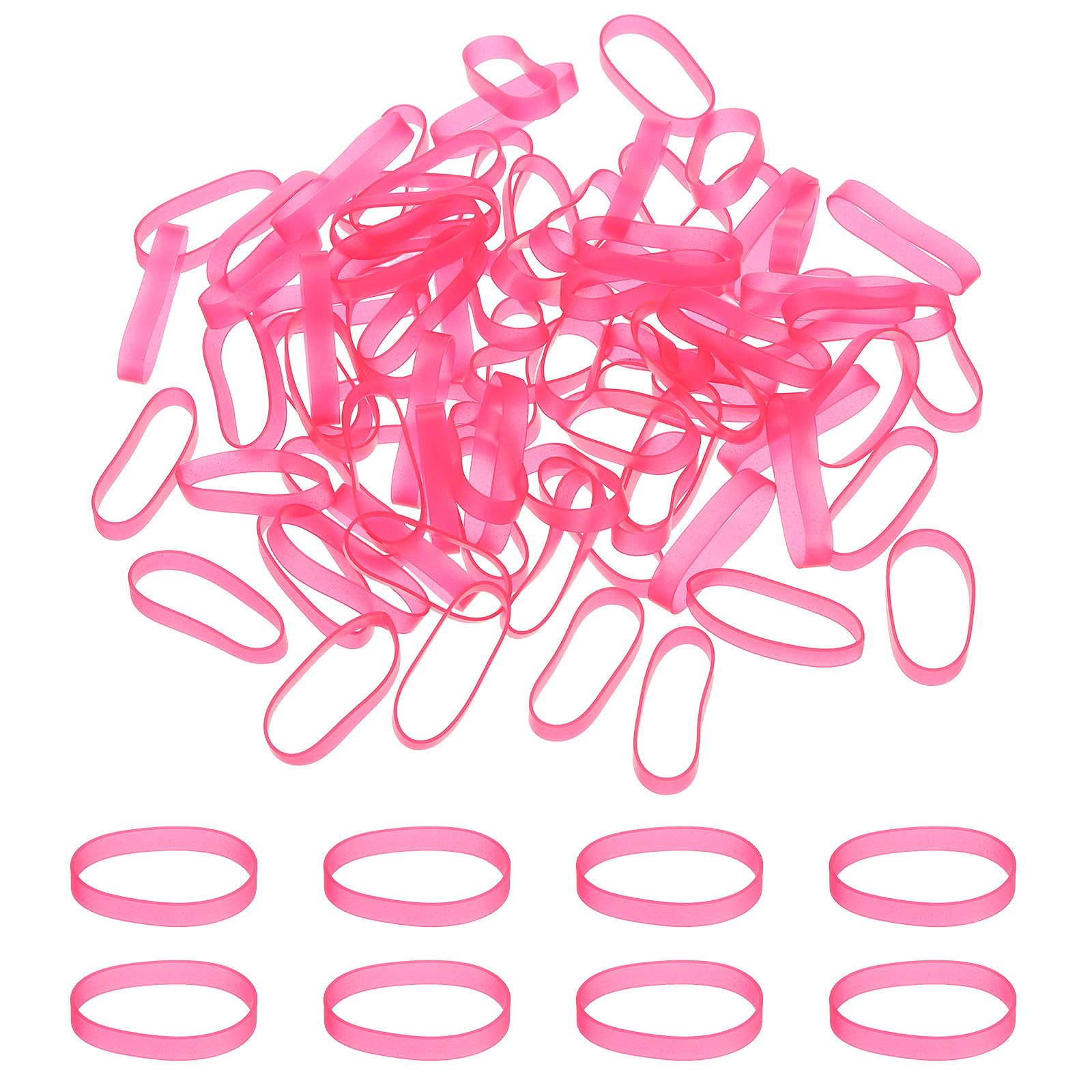 PATIKIL Silicone Rubber Bands Cable Ties 1.4", 200 Pcs Flat Rubber Elastic Band for Office Supplies Home Cord Wrapping Rose Red