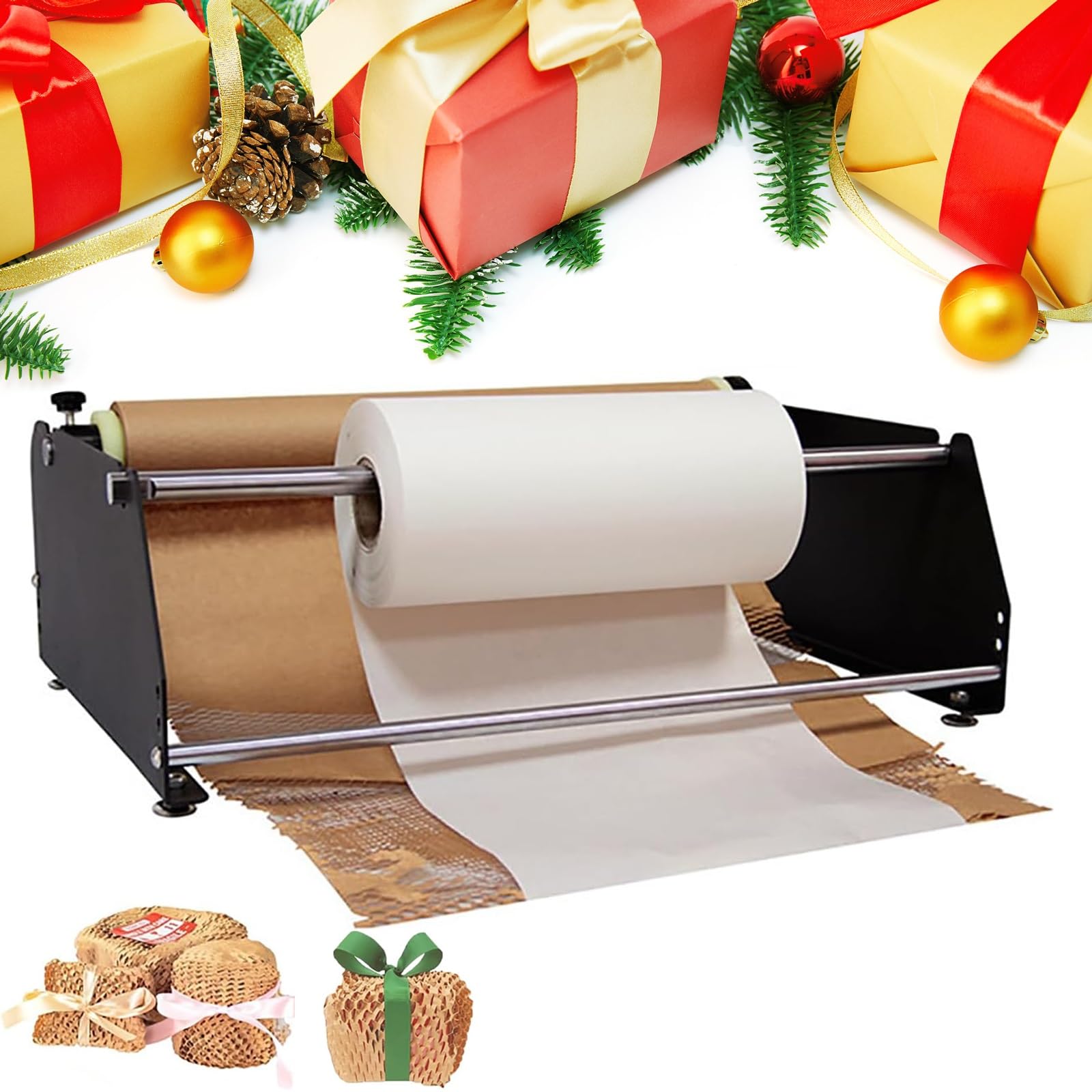 Dozownik rolek papieru pakowego o strukturze plastra miodu, ręczna maszyna do trzymania papieru pakowego Kraft z warstwą bufora przeciwwstrząsowego, uchwyt na papier pakowy Kraft do książek/rękodzieła