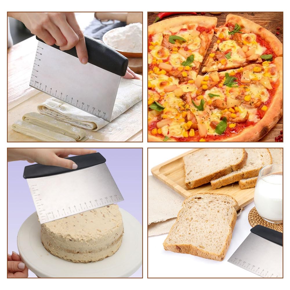 2 Raschietti In Acciaio Per Pasta E Impasti, Con Manico Antiscivolo E Scala - Foto 6