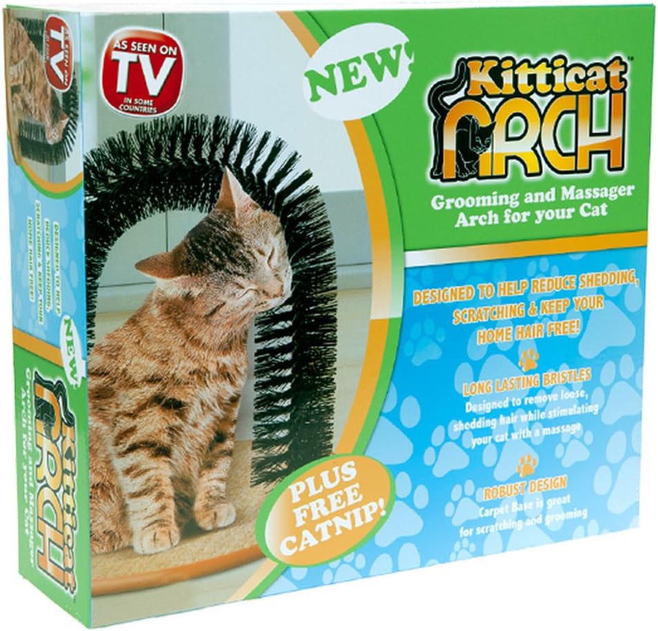 Kitticat Cat Scratching Arch Kitten Massaging Pet Self Grooming Bristle Groomer Toy