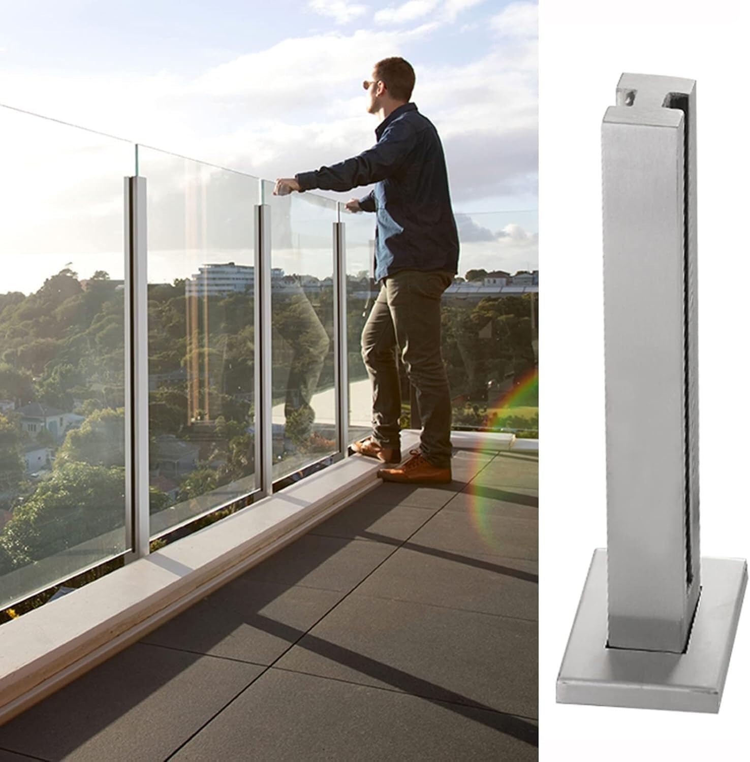 Poteau de garde-corps acier inoxydable résistant pour éliminer le risque de chute