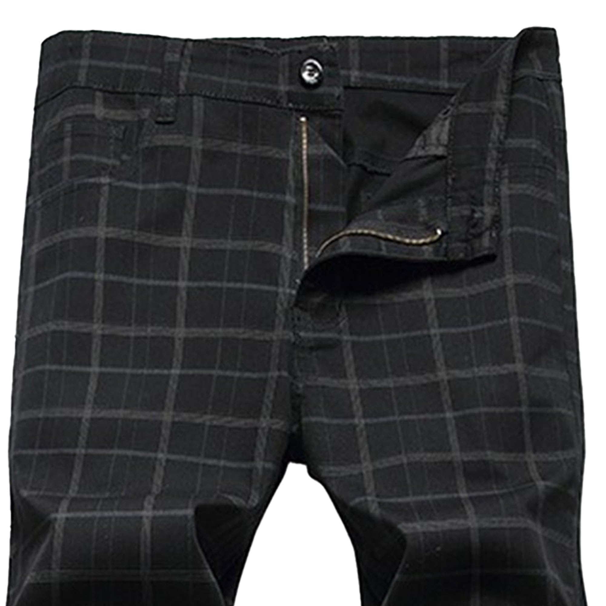 Pantaloni da uomo a quadri dritti in tartan chino da uomo slim fit pantaloni da lavoro piatti sul davanti
