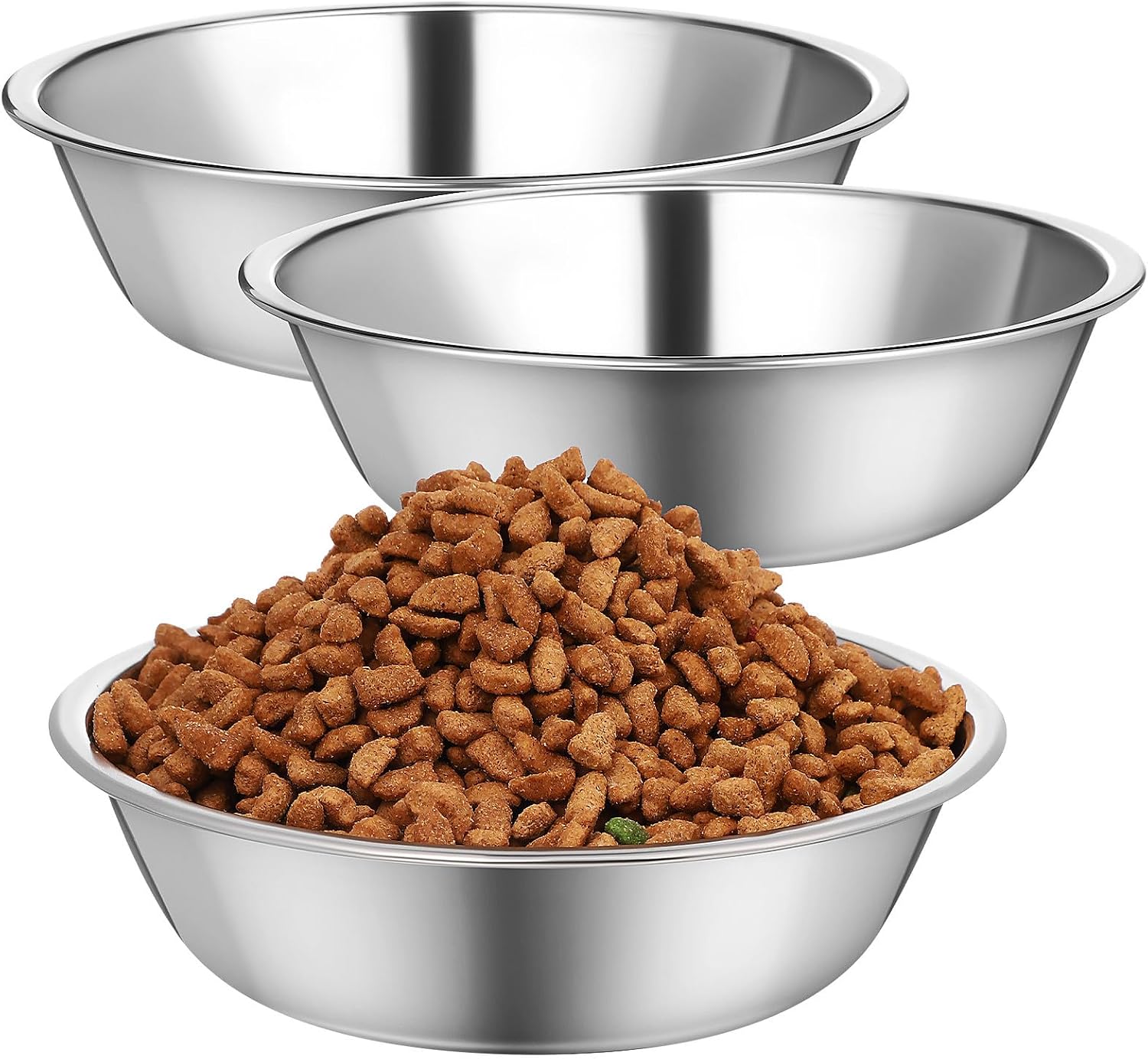 ULTECHNOVO Stainless Steel Cat Food Bowls 3pcs Indoor Pet Feeding Bowls with Tilted Design Whisker-Friendly for Dry Food