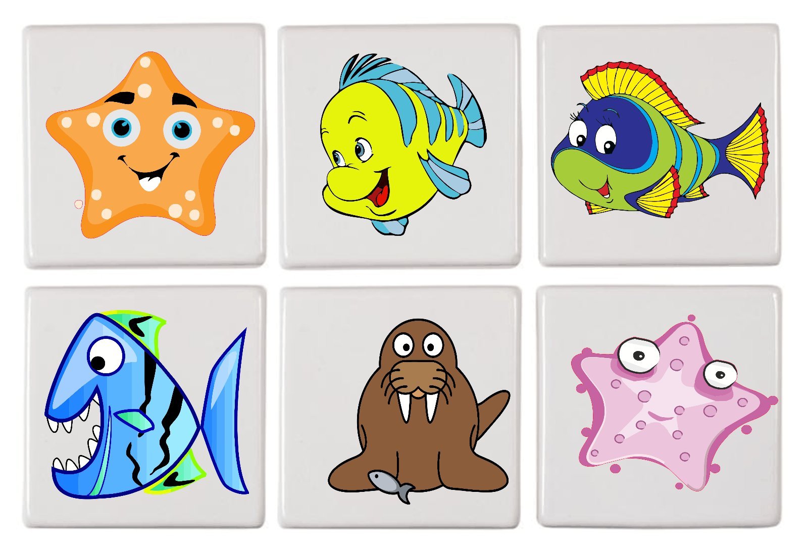 Watershed Designs Black Tile For The Bathroom Transfer Humor Pack Of 6 Aquatic Themed Fun Tile Stickers Great Fun (Option 4)