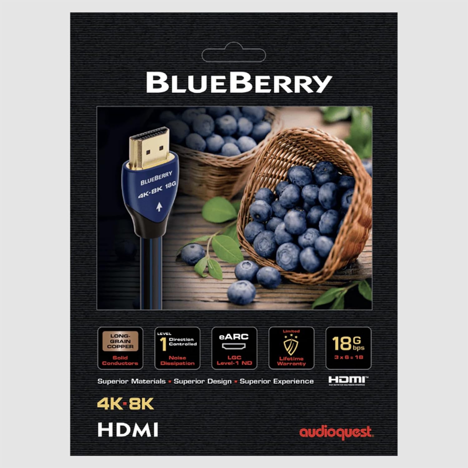 AudioQuest Blueberry 2.25M 18G 4K-8K HDMI Digital Cable Pair (2020)