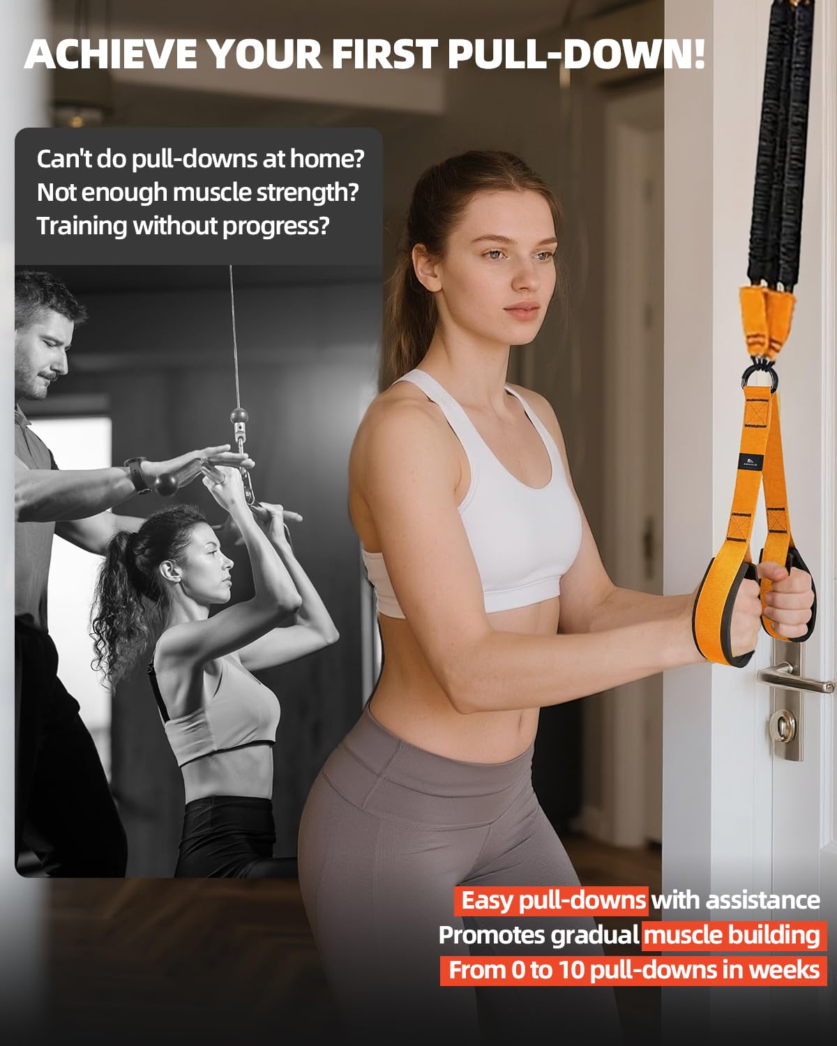 Abahub Kit de Bandes Triceps avec Ancrage Porte Réglable 75 à 225 Tricep Pull Down Bande Fitness pour La Maison, L'Entraînement des Bras Et Les Exercices de Musculation, avec PoignéEs