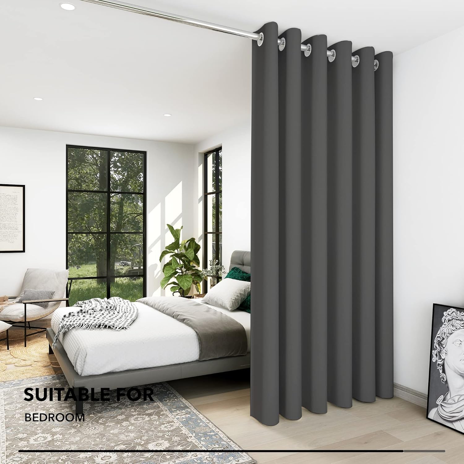 Deconovo Front Door Curtain Thermal Insulated Energy Efficient Eyelet Blackout Curtains for Bedroom Living Room 66 x 84 Inch Drop Dark Grey 1 Panel - Image 4