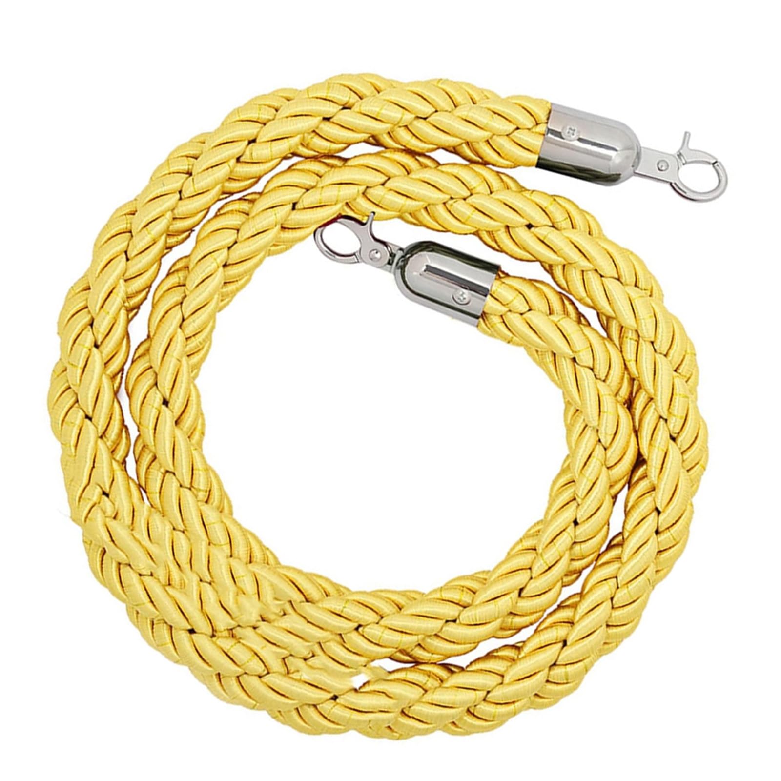 Corde de barrière jaune de 2 m – Corde de contrôle de foule de qualité supérieure avec crochet argenté pour événements, hôtels et gestion de ligne – Disponible en options de 0,6 cm