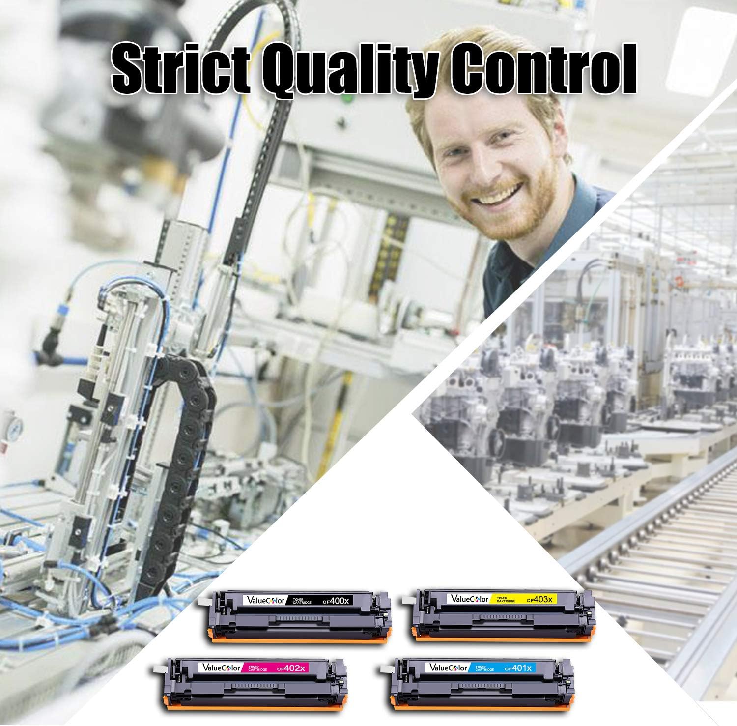 ValueColor Compatible CF400X Toner Cartridge Replacement for HP 201X 201A CF400X CF401X CF402X CF403X CF400A Used in Color Pro MFP M277dw MFP M277c6 M277n M252n M252dw Printer (4 Pack)